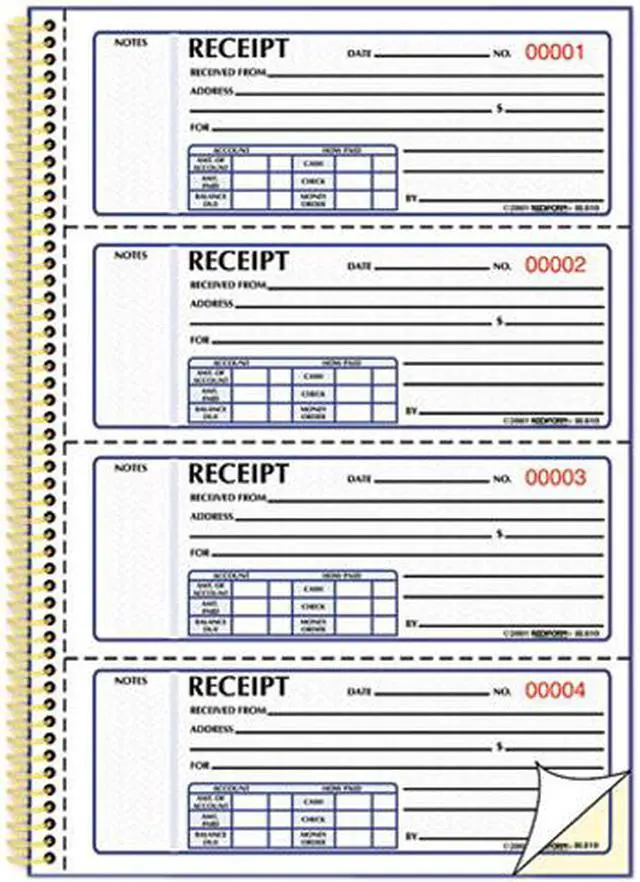 Main image of Rediform 8L810 Money Receipt Book, 7 x 2-3/4, Carbonless Duplicate, Twin Wire, 300 Sets/Book