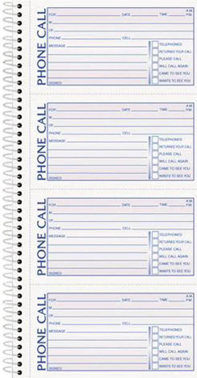 Main image of Tops 4003 Spiralbound Message Book, 2-3/4 x 5, Two-Part Carbonless, 400/Book