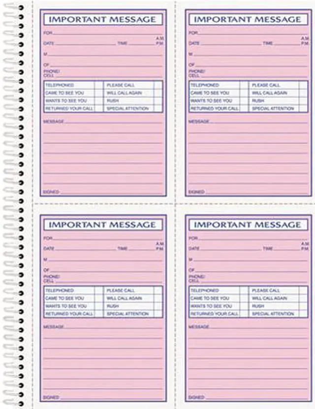 Main image of Tops 4005 Telephone Message Book, Fax / mobile Section, 5 1/2 x 3 3/16, Two-Part, 200 / book