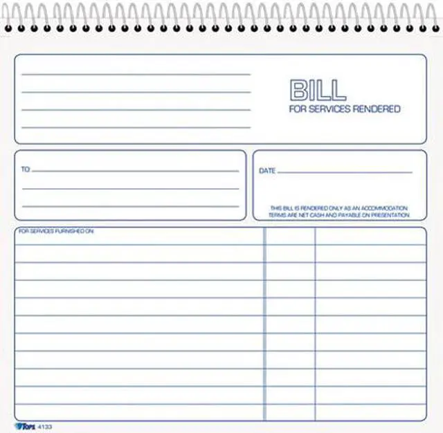 Main image of Tops 4133 Spiralbound Service Invoices, 8-1/2 x 7-3/4, Two-Part Carbonless, 50 Sets/Book