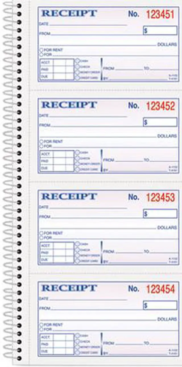 Main image of Tops 4161 Money/Rent Receipt Spiral Book, 2-3/4 x 5, Two-Part Carbonless, 200 Sets/Book