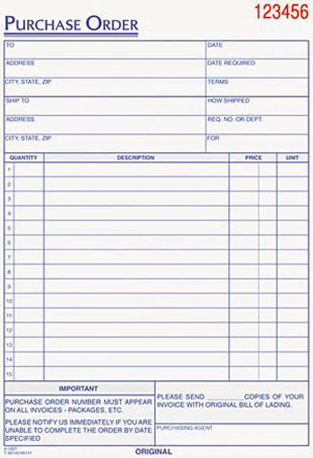 Main image of Tops 46141 Purchase Order Book, 5-1/2 x 7-7/8, Three-Part Carbonless, 50 Sets/Book
