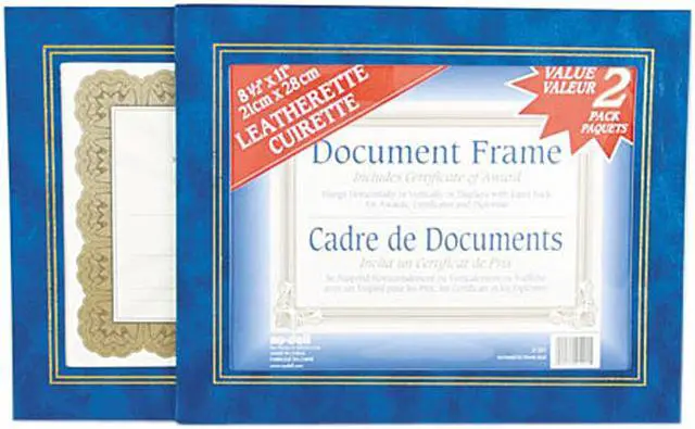Main image of Nu-Dell 21201 Leatherette Document Frame, 8-1/2 x 11, Blue, Pack of Two