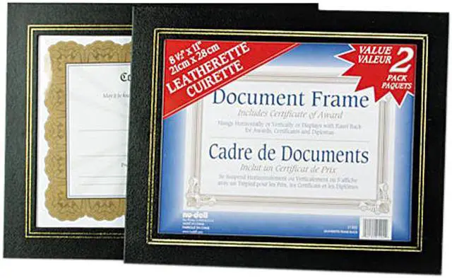 Main image of Nu-Dell 21202 Leatherette Document Frame, 8-1/2 x 11, Black, Pack of Two