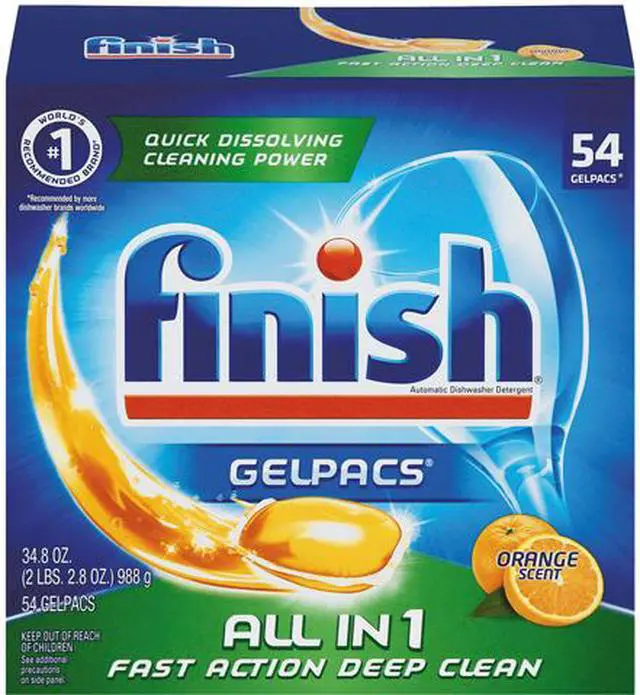 Main image of FINISH 51700-81181 Dish Detergent Gelpacs, Orange Scent, 54/Box