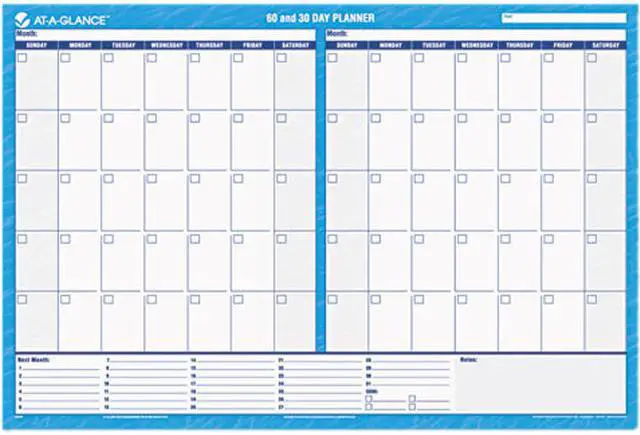Main image of AT-A-GLANCE PM333-28 Recycled 30/60-Day Undated horizontal Erasable Wall Planner, 48 x 32, Blue/White
