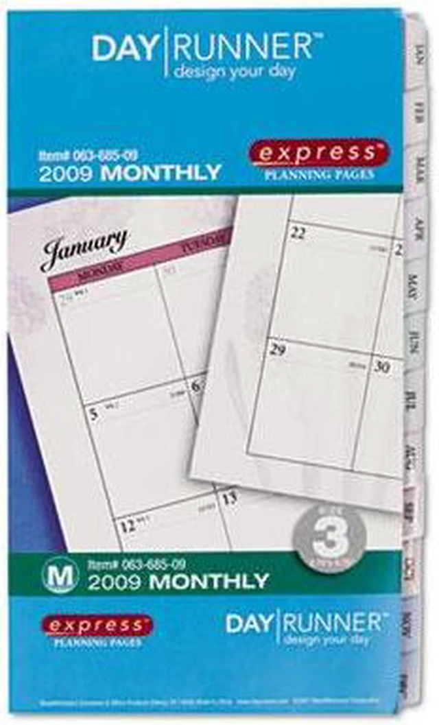 Alt view image 2 of 3 - Day Runner 063-685 Express Recycled Nature Monthly Planning Pages, 3-3/4 x 6-3/4