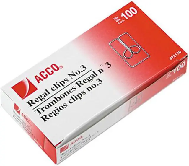 Main image of Acco 72130 Regal Clips, Steel Wire, 1", Silver, 100/Box