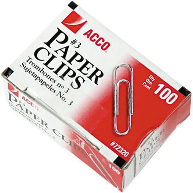 Main image of Acco 72320 Smooth Economy Paper Clip, Steel Wire, No. 3, Silver, 100/Box, 10 Boxes/Pack