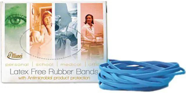 Main image of Alliance 42649 Antimicrobial Cyan Blue Rubber Bands, Size 64, 3-1/2 x 1/4, 1/4lb Box