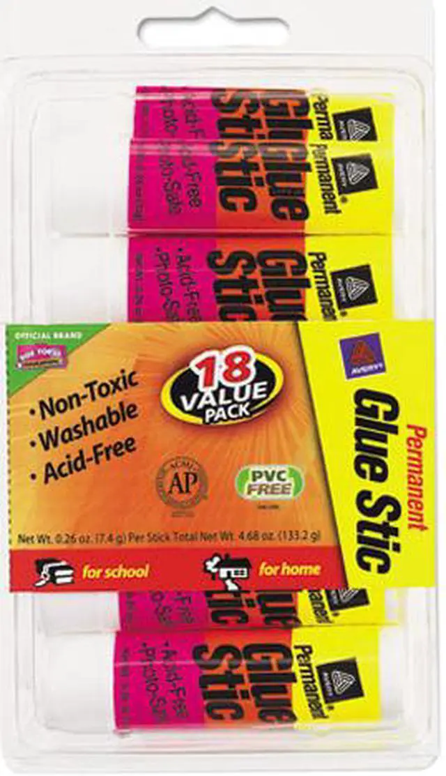 Main image of Clear Application Permanent Glue Stics, .26 oz, Stick, 18/Pack
