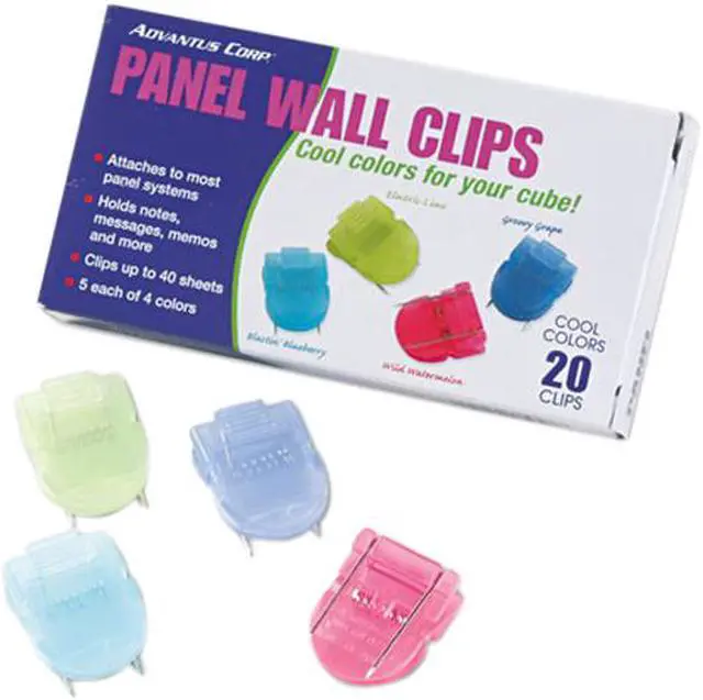 Main image of Advantus 75307 Fabric Panel Wall Clips, Standard Size, Assorted Cool Colors, 20/Pack