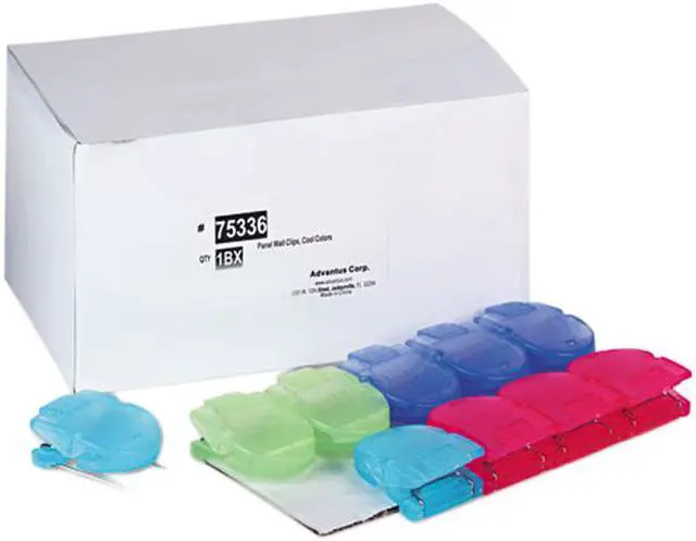 Main image of Advantus 75336 Fabric Panel Wall Clips, Standard Size, Assorted Cool Colors, 50/Pack