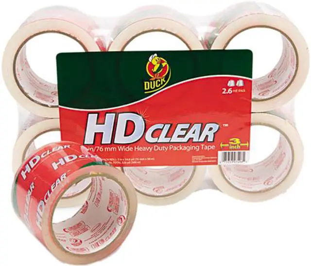 Main image of Duck 00-07496 Heavy-Duty Carton Packaging Tape, 3" x 55 yards, Clear, 6/Pack