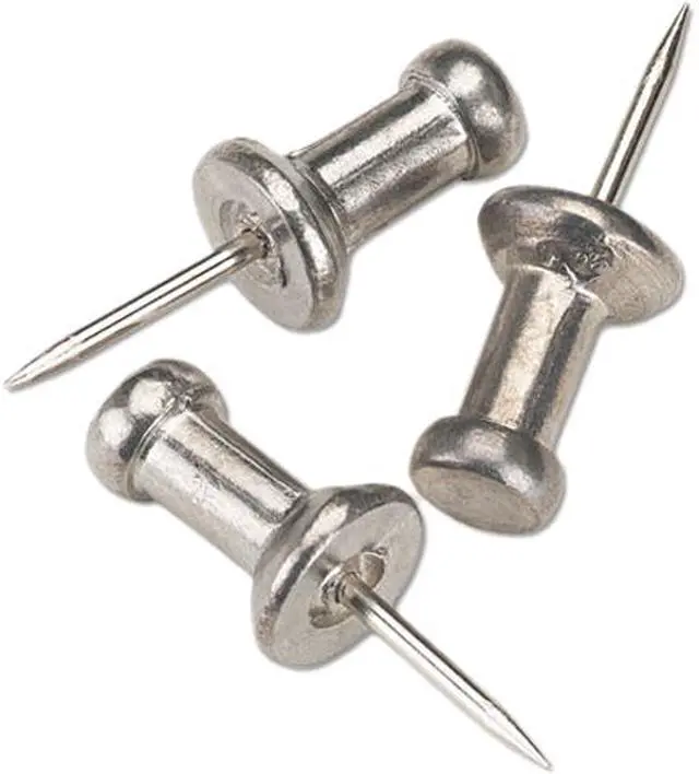 Main image of GEM CPAL3 Aluminum Head Push Pins, Aluminum, Silver, 3/8", 100/Box