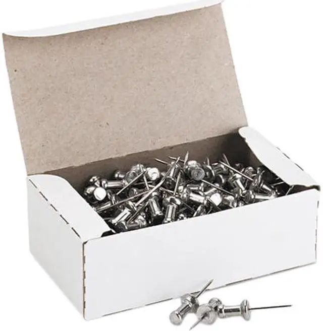 Main image of GEM CPAL5 Aluminum Head Push Pins, Aluminum, Silver, 5/8", 100/Box