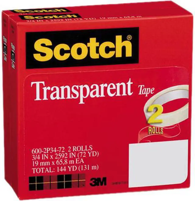 Main image of Scotch 600-2P34-72 Transparent Tape 600-2P34-72, 3/4" x 2592", 3" Core, Transparent, 2 Rolls