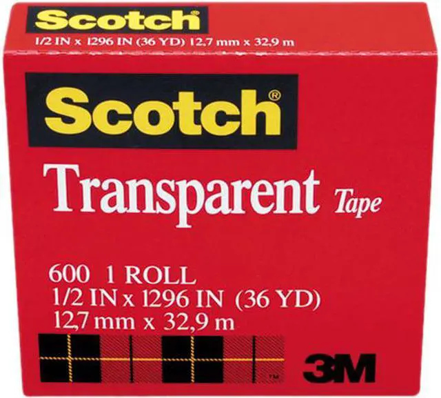 Main image of Scotch Transparent Glossy Tape, 1/2" x 1296", 1" Core, Clear, 1 per roll