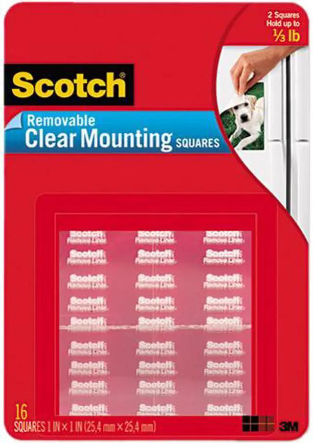 Main image of Scotch 859 Mounting Squares, Precut, Removable, 11/16 x 11/16, Clear, 35/Pack