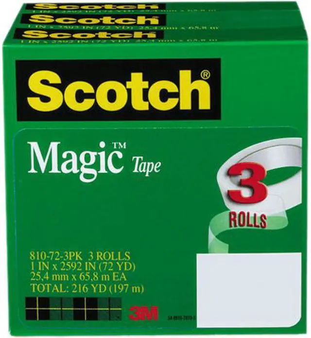Main image of Scotch 810-72-3PK Magic Tape, 1" x 2592", 3" Core, 3 Rolls
