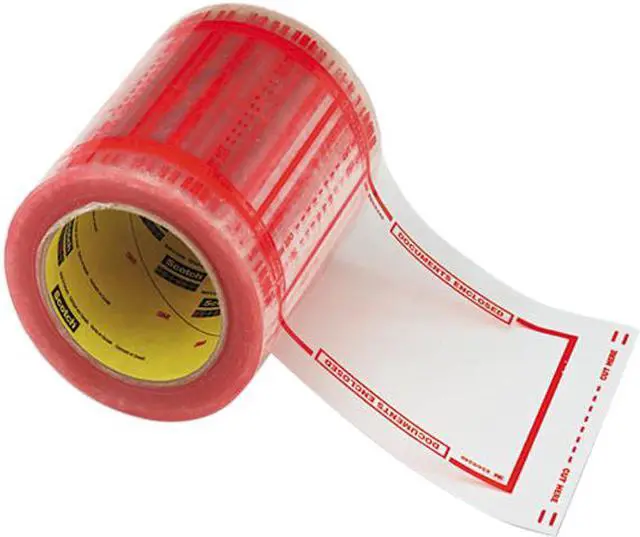 Main image of Scotch 82405 Pouch Tape Shpg. Doc. Protect System, 5" x 6", Clear w/Orange Border, 500/Roll