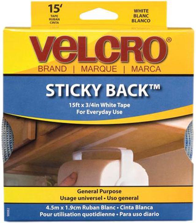 Velcro 90082 Sticky-Back Hook and Loop Fastener Tape with Dispenser, 3/4 x  15 ft. Roll, White 