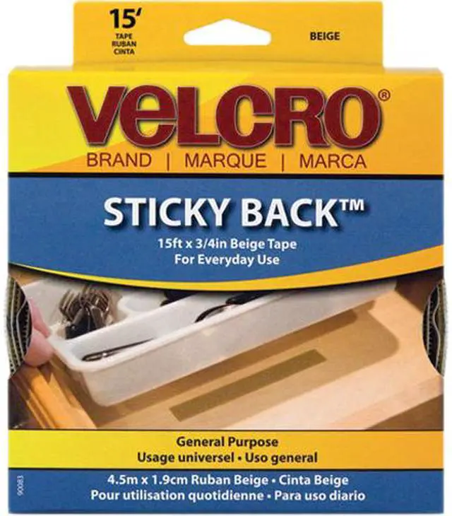 Main image of Velcro 90083 Sticky-Back Hook and Loop Fastener Tape with Dispenser, 3/4 x 15 ft. Roll, Beige
