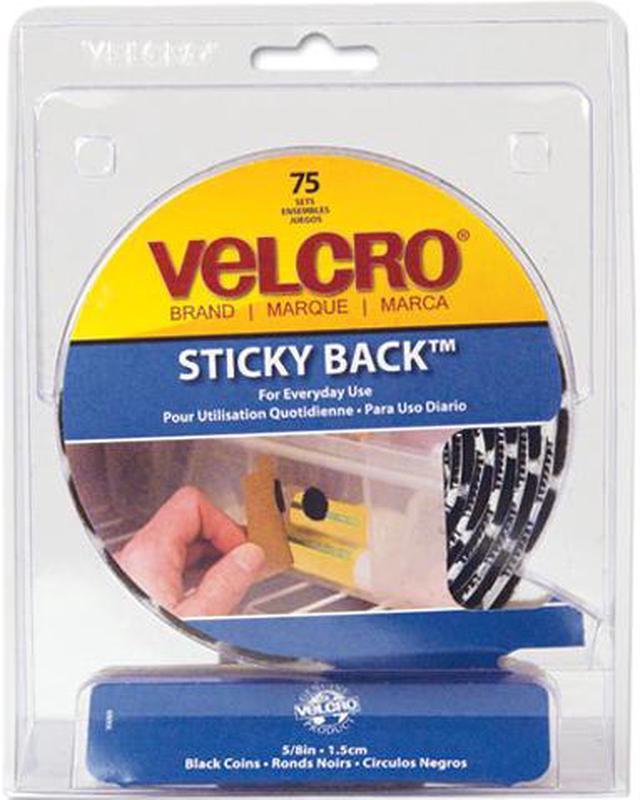 Velcro 90089 Sticky-Back Hook and Loop Dot Fasteners with Dispenser, 5/8  Inch, Black, 75/Roll 
