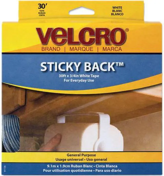Main image of Velcro 91138 Sticky-Back Hook and Loop Fasteners in Dispenser, 3/4 Inch x 30 ft. Roll, White