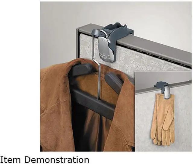 Main image of Fellowes Pro Series Partition Additions Coat Hook & Clip, 1 5/8w x 3h, Slate Gray