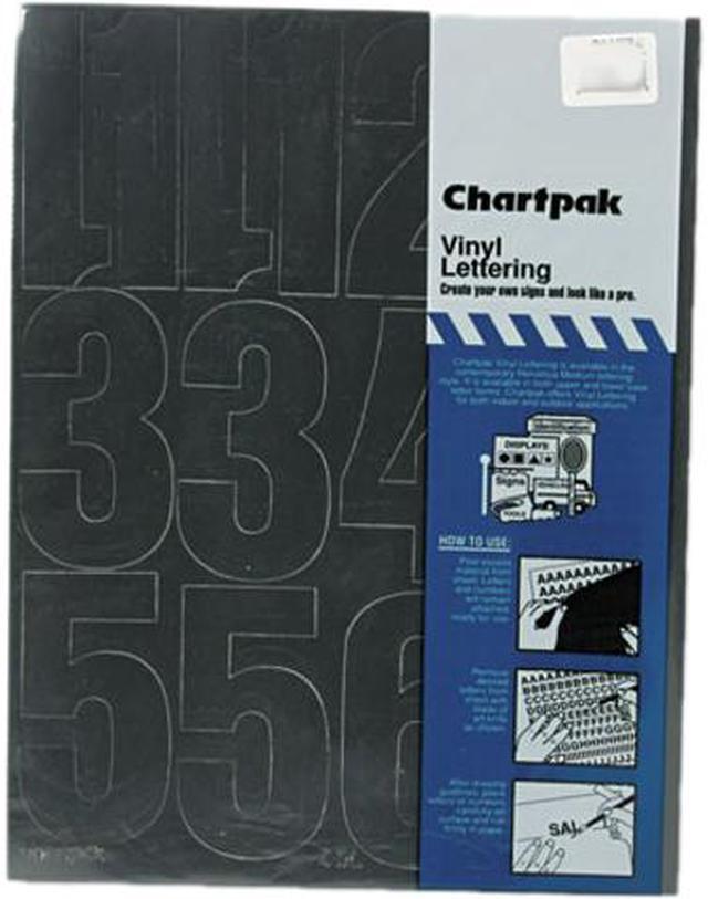 Chartpak Press-On Vinyl Letters & Numbers, Self Adhesive, Black, 1