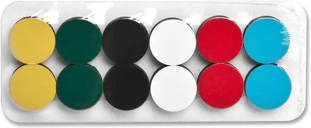Main image of Magna Visual HEM-12 High Energy Circle Magnets, Magnetic, Assorted, 3/4"dia, 12/Pack