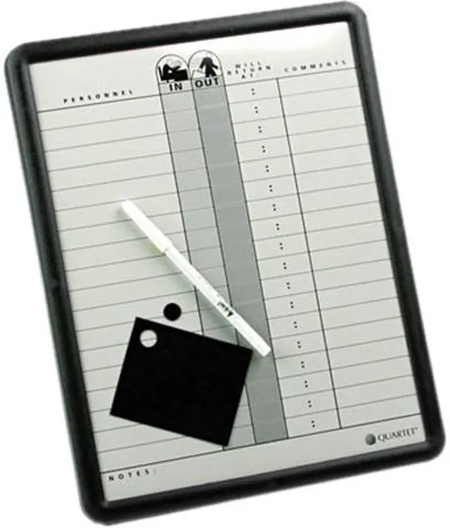 Main image of Quartet 750 Employee In/Out Board, Porcelain, 11 x 14, Gray, Black Aluminum Frame