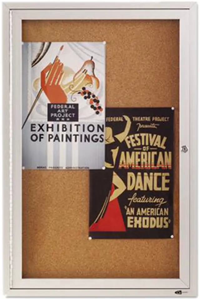 Main image of Quartet 2363 Enclosed Bulletin Board, Natural Cork/Fiberboard, 24 x 36, Aluminum Frame