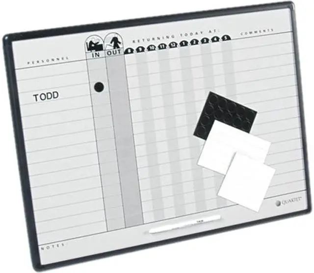 Main image of Quartet 781G Magnetic Employee In/Out Board, Porcelain, 24 x 18, Gray/Black, Aluminum Frame