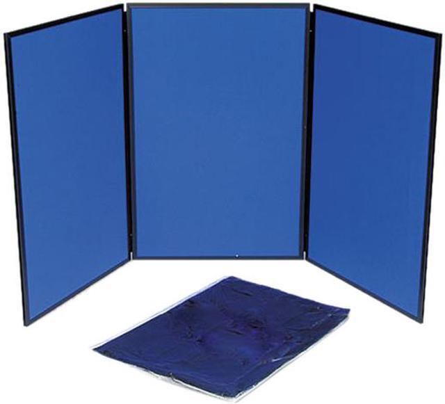 Main image of Quartet SB93513Q ShowIt Three-Panel Display System, Fabric, Blue/Gray, Black PVC Frame