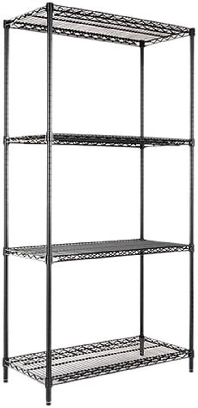 Main image of Alera SW50-3618BL Wire Shelving Starter Kit, 4 Shelves, 36w x 18d x 72h, Black