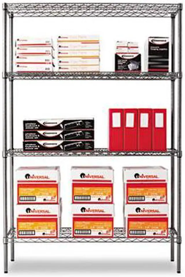 Alt view image 2 of 3 - Alera SW504818BA Wire Shelving Starter Kit, Four-Shelf, 48w x 18d x 72h, Black Anthracite