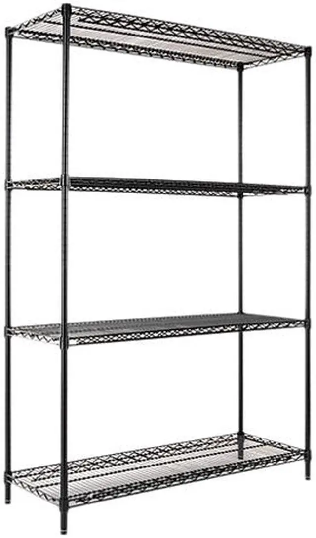 Main image of Alera SW50-4818BL Wire Shelving Starter Kit, 4 Shelves, 48w x 18d x 72h, Black