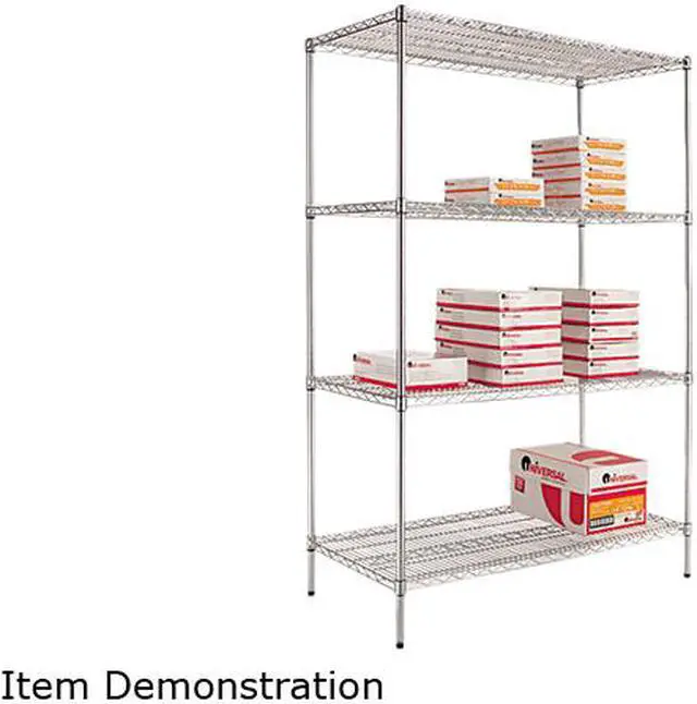 Main image of Alera SW50-4824SR (ALESW504824SR) 4-Shelf Industrial Wire Shelving Unit, 72" x 48" x 24", Silver