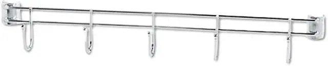 Main image of Alera ALESW59HB424SR Hook Bars For Wire Shelving, Five Hooks, 24" Deep, Silver, 2 Bars/Pack