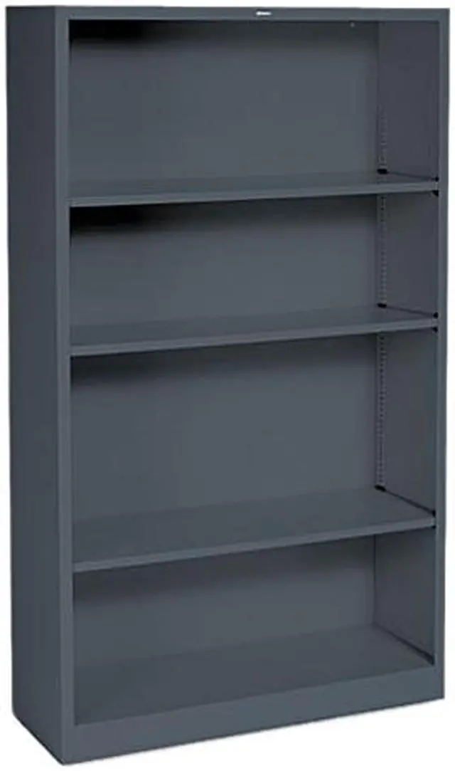 Main image of HON S60ABCS Metal Bookcase, 4 Shelves, 34-1/2w x 12-5/8d x 59h, Charcoal