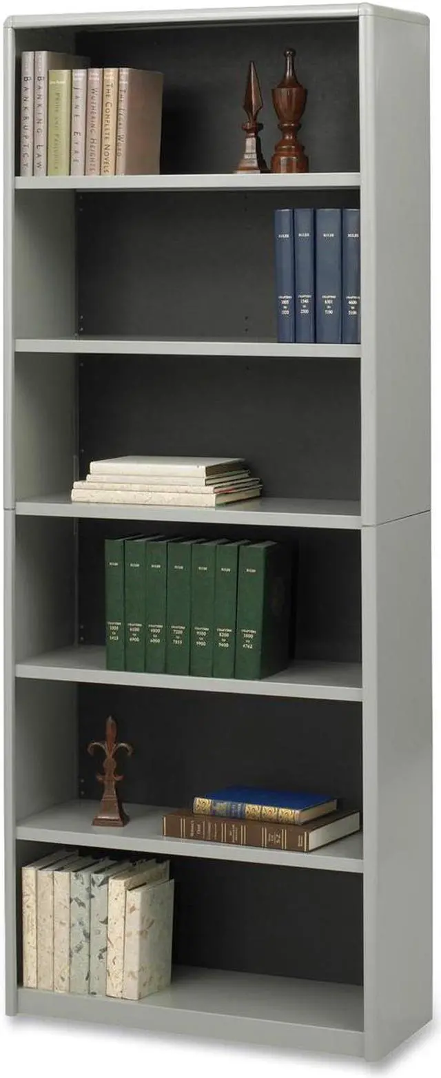 Alt view image 2 of 2 - Safco 7174GR Value Mate Series Bookcase, 6 Shelves, 31-3/4w x 13-1/2d x 80h, Gray