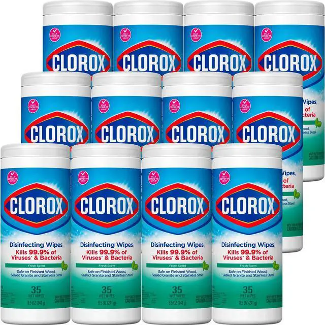 Alt view image 3 of 3 - Clorox Disinfecting Wipes, 7 x 8, Fresh Scent, 35/Canister, 12/Carton CLO01593CT