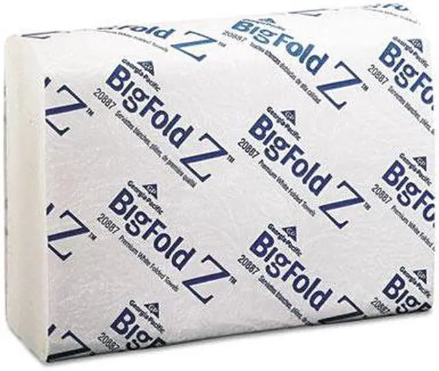 Alt view image 3 of 5 - Georgia Pacific 20887 Big Fold Z Paper Towels, 10-1/5 x 10-4/5, White, 220/Pack, 10/Carton