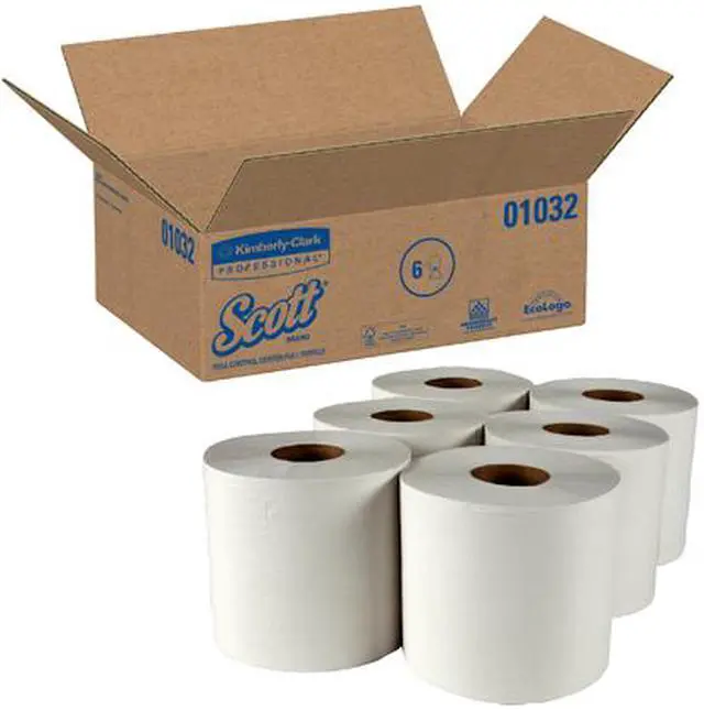 Alt view image 4 of 5 - Scott Essential Roll Control Center Pull Paper Towels (01032) with Fast-Drying Absorbency Pockets, Perforated Full-Sized Hand Paper Towels, White (6 Rolls per Case, 4,200 Sheets Total)
