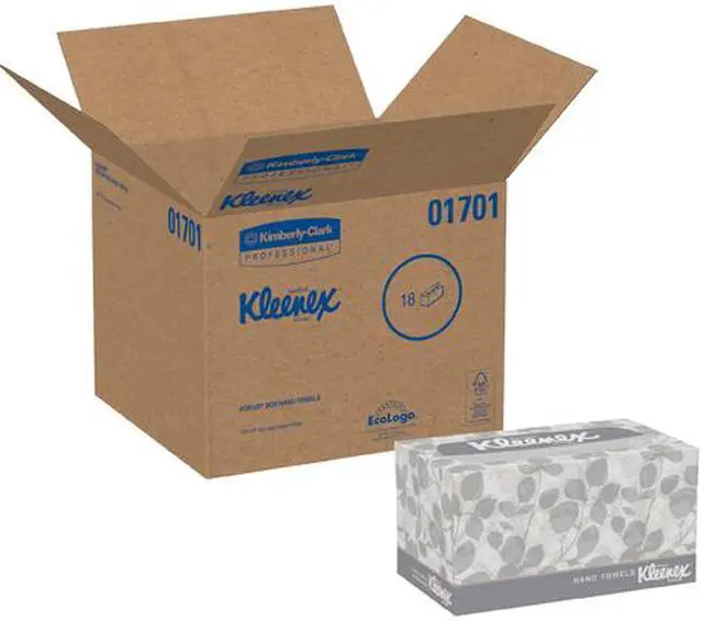 Alt view image 4 of 4 - Kleenex Hand Towels with Premium Absorbency Pockets (01701), Hygienic Countertop Pop-Up Box, White, 120 Sheets / Carton, 18 Cartons / Case