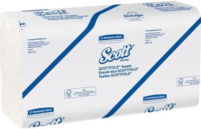 Main image of Scott Pro Scottfold Multifold Paper Towels (01980) with Fast-Drying Absorbency Pockets, White, 25 Packs / Case, 175 Trifold Towels / Pack, 4,375 Towels / Case