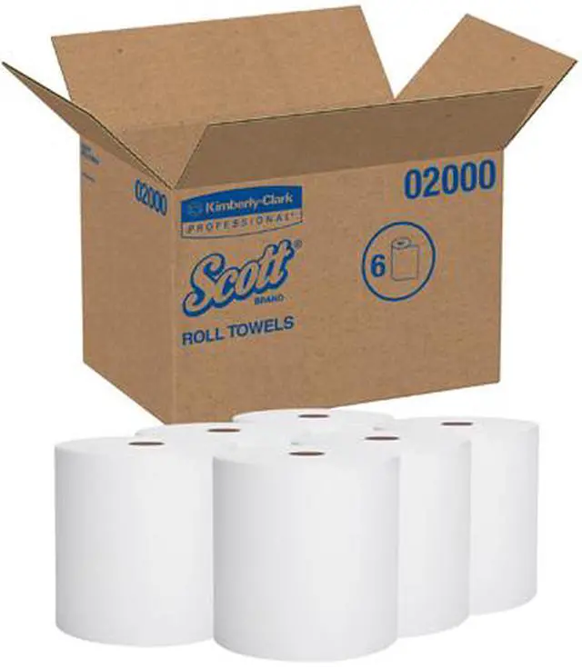 Alt view image 5 of 5 - Scott Essential High Capacity Hard Roll Paper Towels (02000), 1.75" Core, White, 9500' / Roll, 6 Rolls / Convenience Case, 5,700‘ / Case