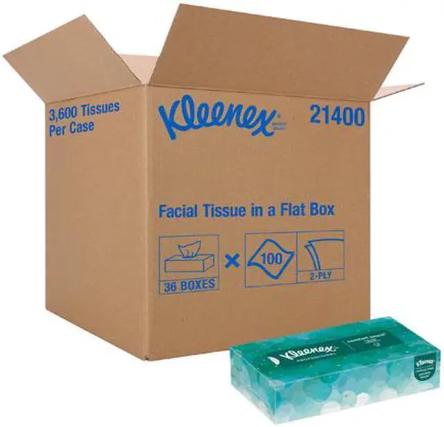 Alt view image 5 of 5 - Kleenex Professional Facial Tissue for Business (21400), Flat Tissue Boxes, 36 Boxes / Case, 100 Tissues / Box